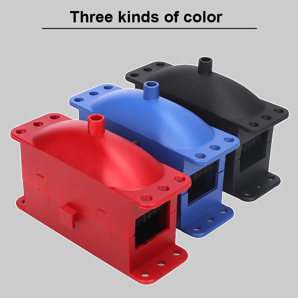 Motorcycle Chain Cleaning & Lube Device Kit – Brush Gear Cleaner & Lubricating Accessory – Blue / Black / Red – $50–52