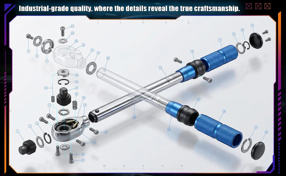 Rafford 1/4” Click Torque Wrench – 2–24 Nm – 0.2 Nm Micro-Adjust – 72-Tooth – ±3% Certified – Bicycle & Motorcycle – from $44