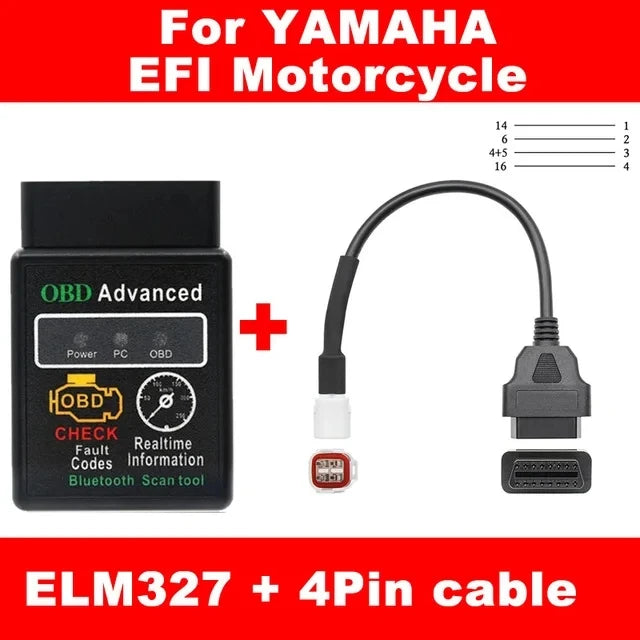 ITCARDIAG ELM327 V1.5 Motorcycle OBD2 Adapter Cable Kit – EFI Bikes – Yamaha Honda Kawasaki Suzuki Ducati KTM Harley – Android – $37–48