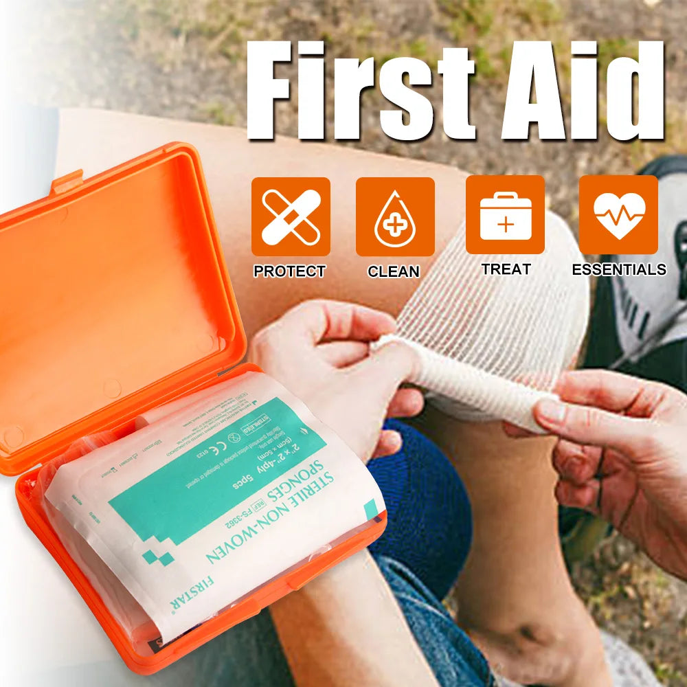 16-Piece Compact First Aid Kit - Portable & Waterproof Emergency Supplies for Home, Office, Hiking, Camping & Travel