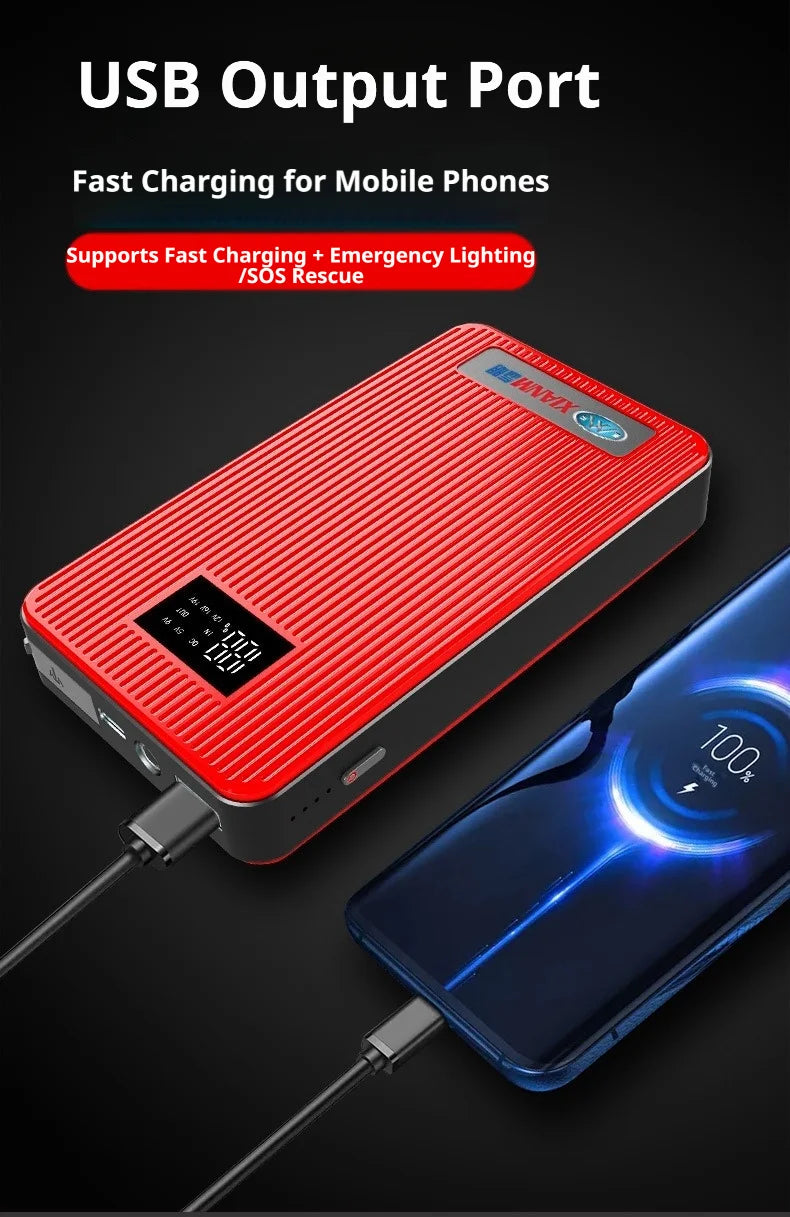 Minus Two 800A Car Jump Starter 12V – Emergency Battery Booster Power Bank with LED Light for Auto, Motorcycle & SUV (Petrol & Diesel)