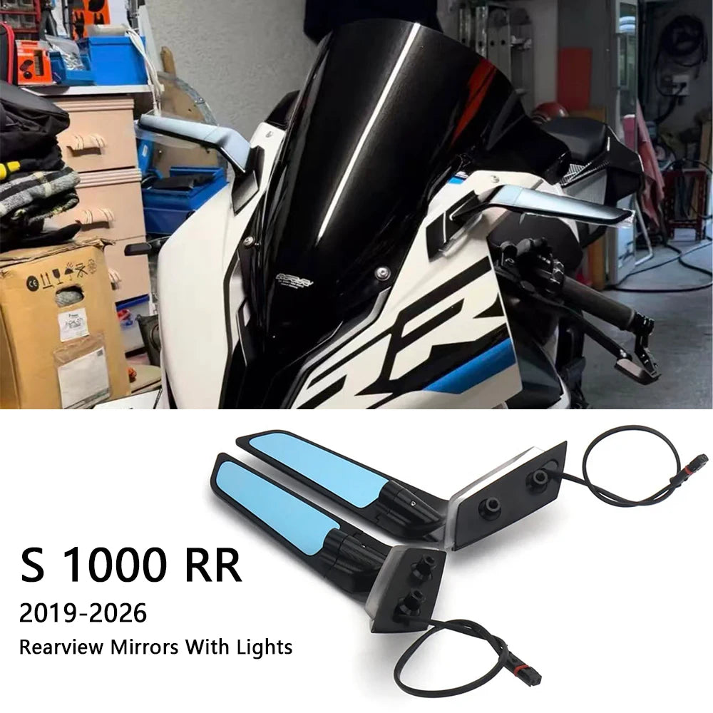 Motorcycle Rearview Rear View Side Mirrors With LED Turn Signal Light For BMW S1000RR S1000 RR S 1000 RR s1000rr 2019-2026