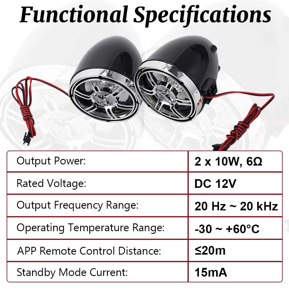 Motorcycle Speakers – 20W Bluetooth Waterproof Speaker Kit