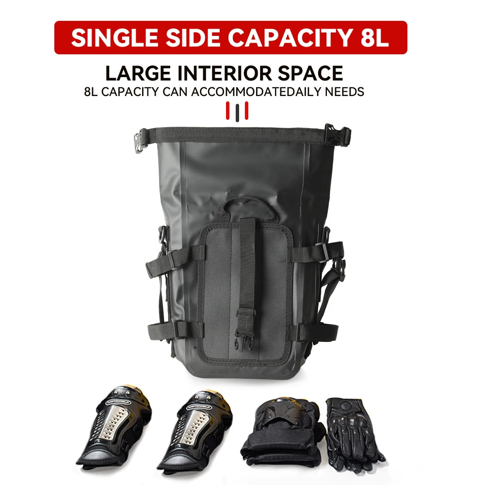 WUMFIRE Motorcycle Bumpers Bag Waterproof 5L-8L Motorcycle Side Frame Bag Motorcycle Crash Bar Bag Universal Saddlebag Tools Storage Bag for BMW R1250GS Honda Suzuki Yamaha – Black (1PC / 2PCS)