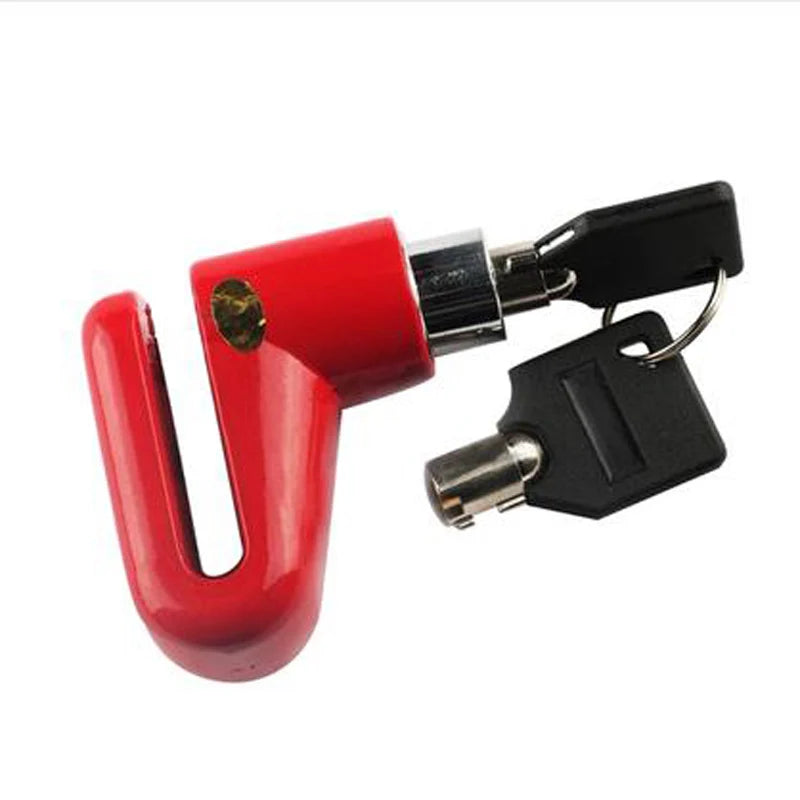 Disc Brake Lock Anti-Theft Security Lock Universal Motorcycle Bicycle Scooter Wheel Safety Theft-Protection Padlock – 5.5mm Lock Rod Metal Blue Red Black