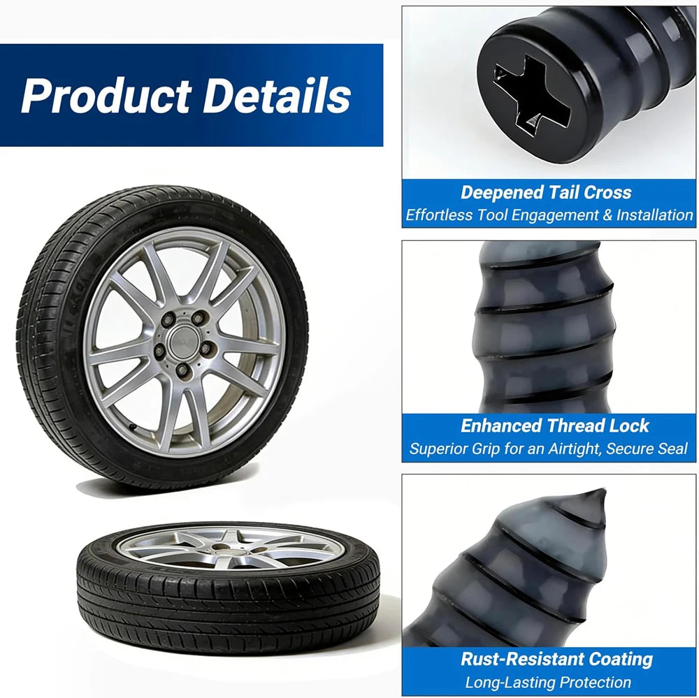 60pcs Spiral Screw-In Tire Repair Plug Kit – 2 Sizes with Screwdriver – Car Truck Motorcycle ATV – $18