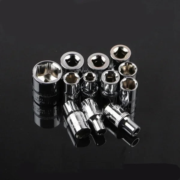 12-Piece Portable Ratchet Wrench Socket Set – 4–13mm Metric – Chrome Vanadium Steel – Bike / Motorcycle / Car / Boat – from $9
