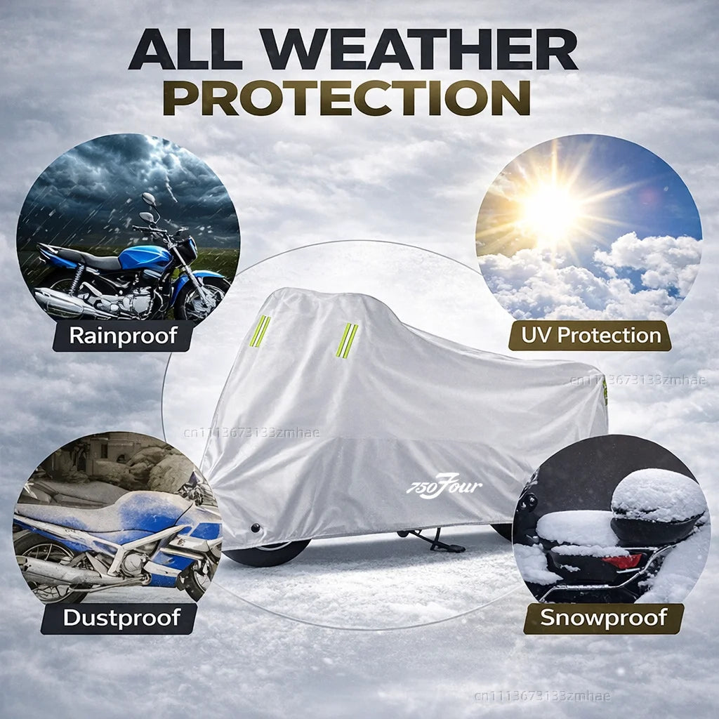 For Honda CB750 CB 750 Hornet 2023 Motorcycle Cover Waterproof Heavy Duty Outdoor Rain Dust Sun Protector – 190T Polyester PU Anti-UV Silver M-4XL