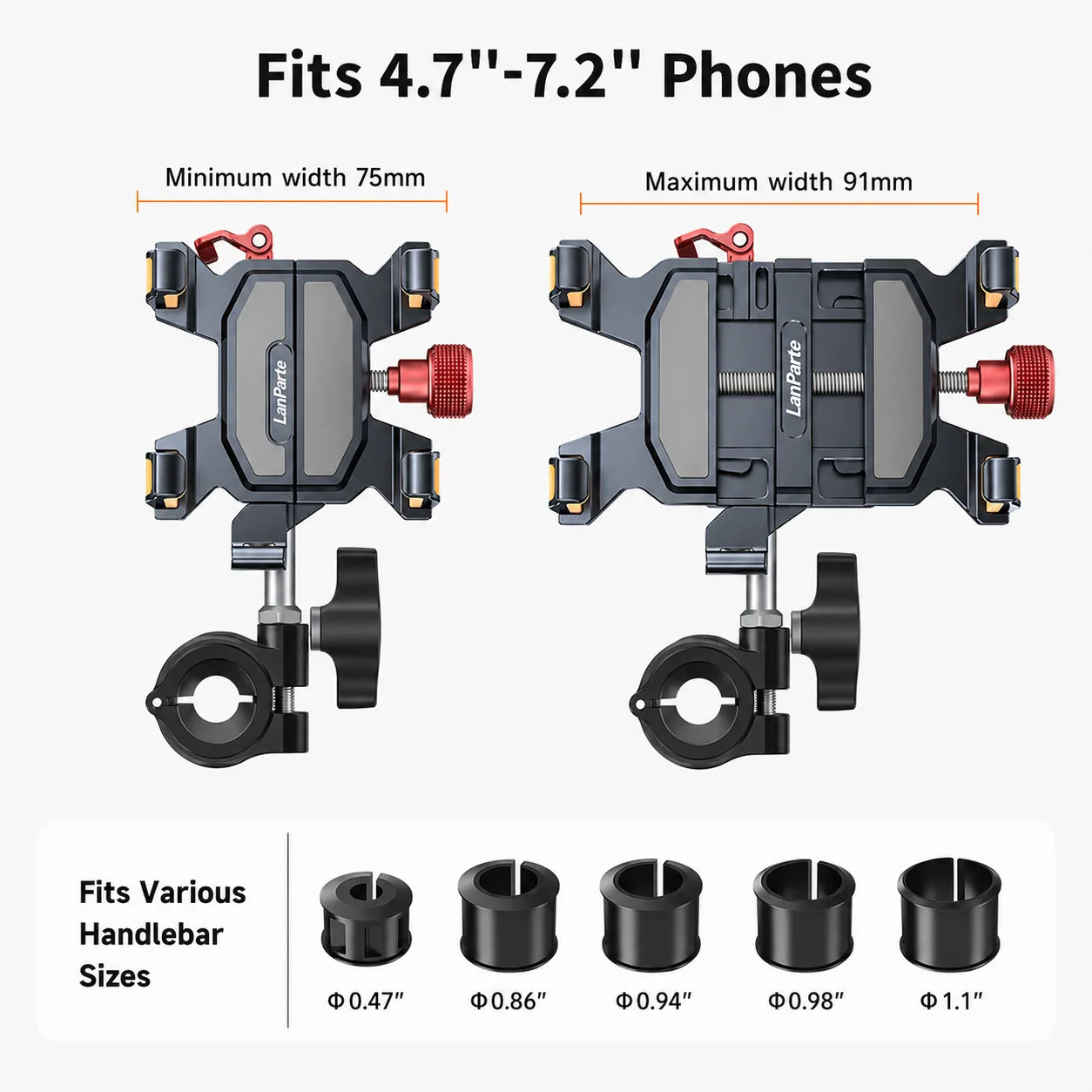 Aluminum Alloy Motorcycle Phone Mount – Mirror-Mount Shockproof 360° GPS Holder for Scooters & E-Bikes