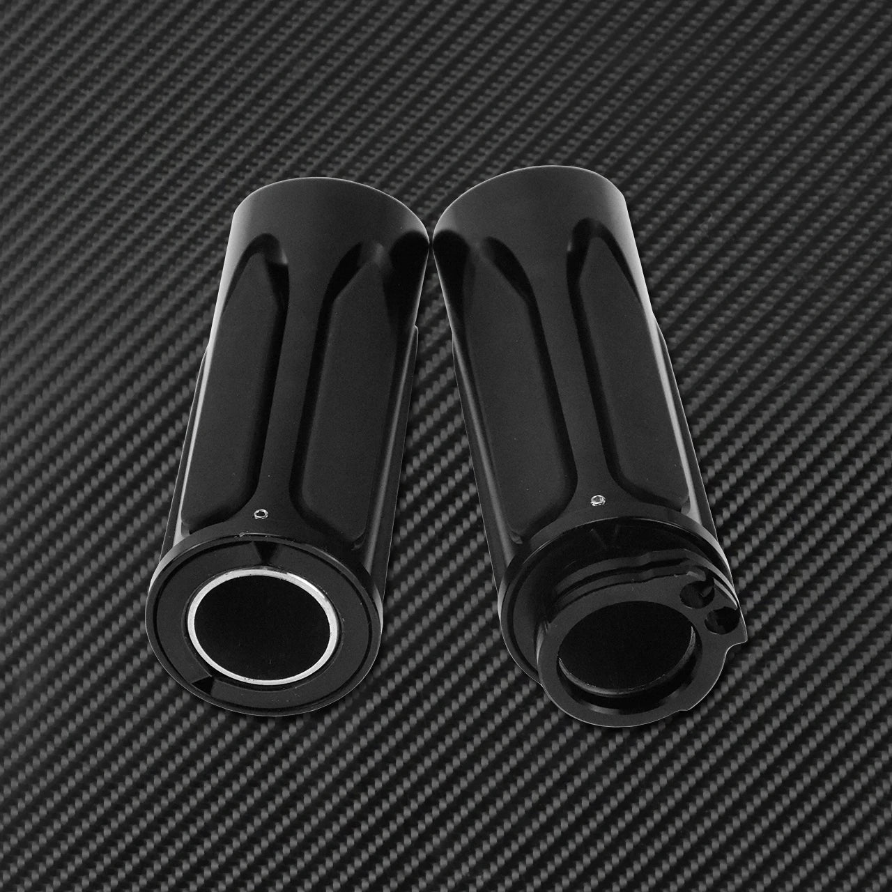 MACTIONS Harley-Davidson CNC Billet Aluminum Motorcycle Handlebar Grips 1" 25mm Rubber Vibration-Absorbing Hand Grips for Harley Touring Road King Sportster XL 883 1200 Dyna Softail V-Rod – 3 Styles (1 Pair)