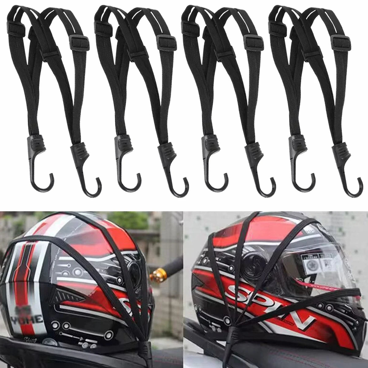 Universal 60cm Motorcycle Luggage Strap Moto Helmet Gears Fixed Elastic Buckle Rope High-Strength Retractable Protective Net