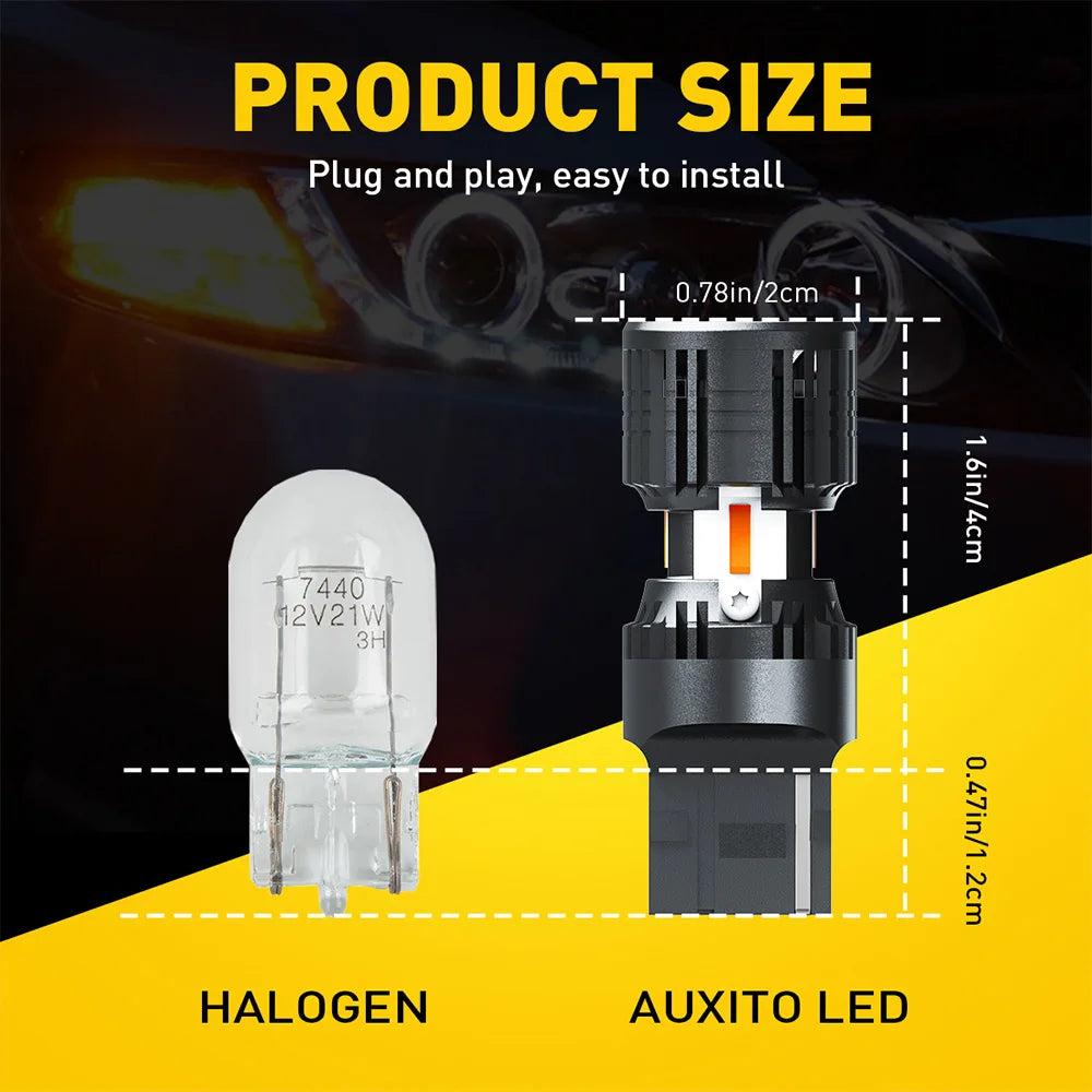 LED Turn Signal Bulbs – AUXITO T20 7440 W21W WY21W CANBUS Amber