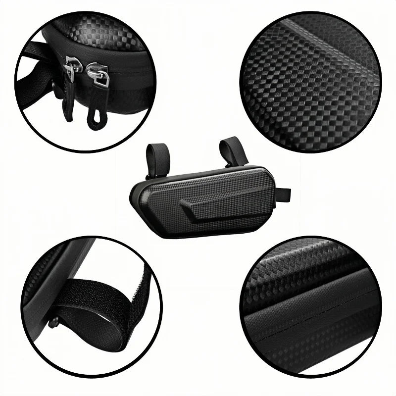 Large Capacity Motorcycle Side Bag Universal No Logo Saddlebag Waterproof Multifunctional Storage Pouch EVA Hard Shell Triangle Bag – Black (Left-B / Right-A / One Pair-AB)