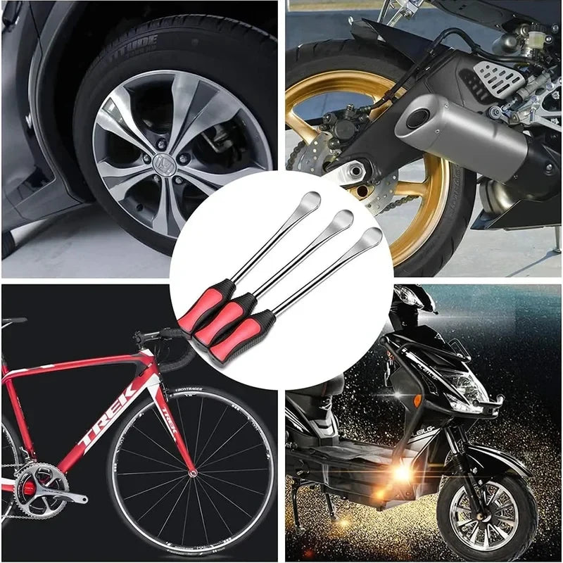 Motorcycle Tire Spoon Lever Kit with Rim Protectors – 30cm Manganese Steel – Car Bike ATV Tire Changing Tools – 5 / 6 / 12pcs – $18–23
