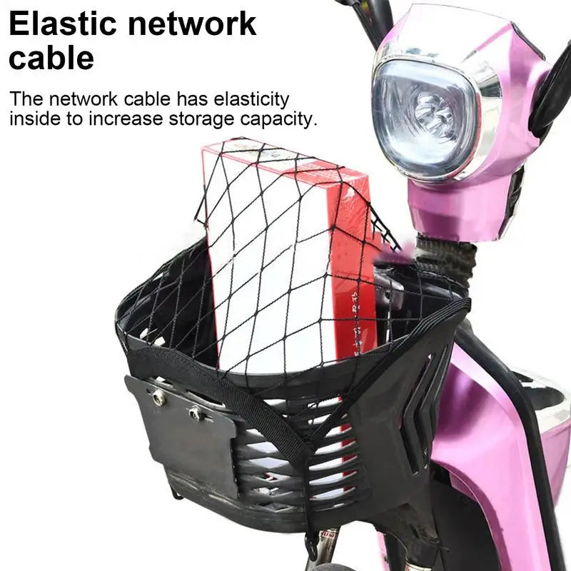 Motorcycle Net Cargo High Elastic Polyester Cargo Bungee Net with 4 Hooks Thickened Motorcycle Net Secure Easy Installation