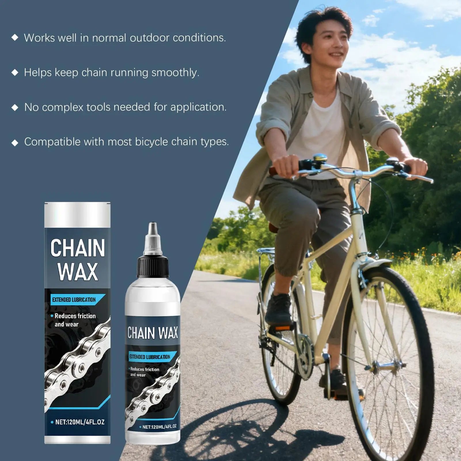 Bike Chain Lube Wax-Based 120ml – MTB Bicycle Lubricant Dry & Wet Conditions Motorcycle Chain Maintenance – $20