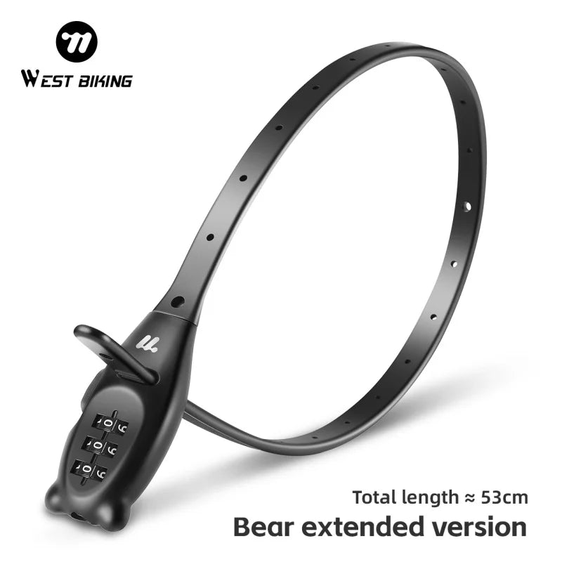 WEST BIKING Bicycle Lock Portable Cable Zinc Alloy Lock Motorcycle Helmet Password Lock Safety Anti-Theft Adjustable Rope Lock