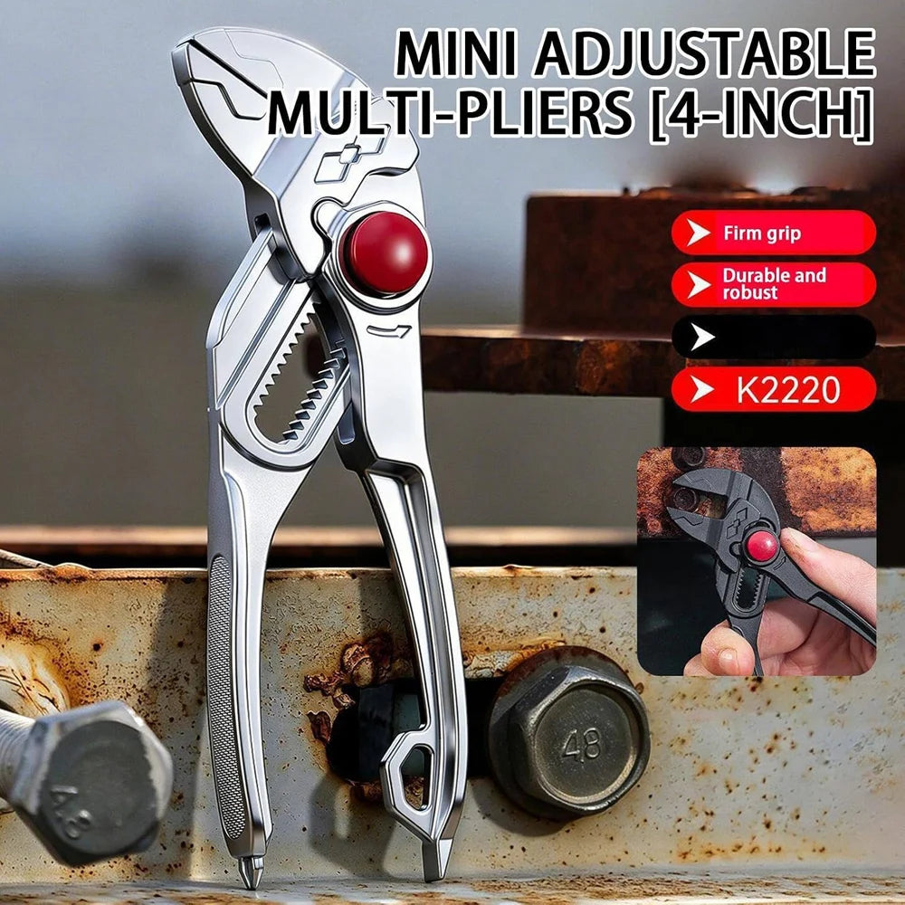 4-Inch Mini Pliers Wrench – Brake Caliper Tools – Rust-Resistant Electroplated Smooth Parallel Jaws Non-Slip Grooved Handle Alloy Steel – Black / Silver – $32
