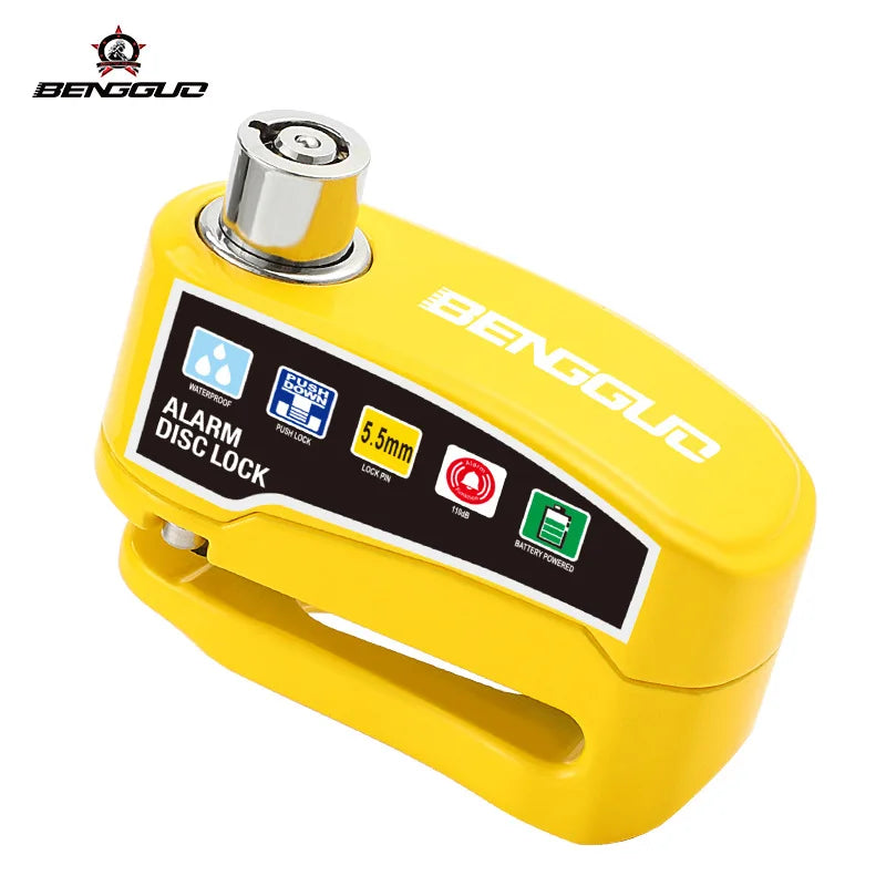 Alarm Disc Lock Anti-Theft 110dB Waterproof Motorcycle Disc Brake Lock Aluminum Alloy with Reminder Cable for Scooter Bike Parts – Vibration Alarm – 0.22kg – Red Yellow Green Black Blue – With or Without Rope