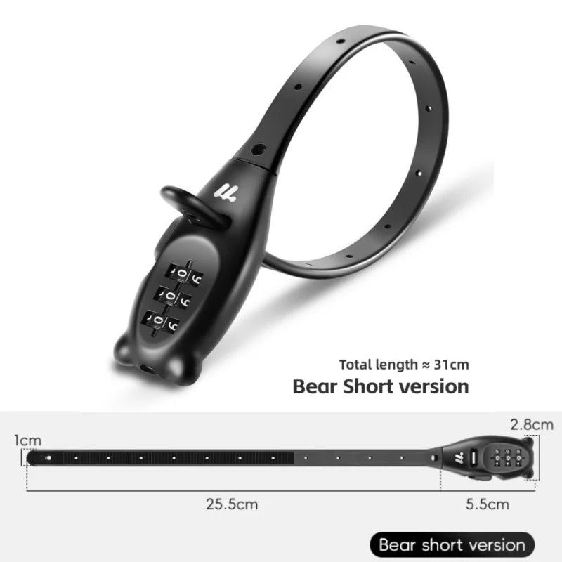 WEST BIKING Anti-theft Bike Tie Lock Portable Security 3 Digit Bike Helmet Lock Motorcycle Scooter  Zinc Alloy Bicycle Tie Lock