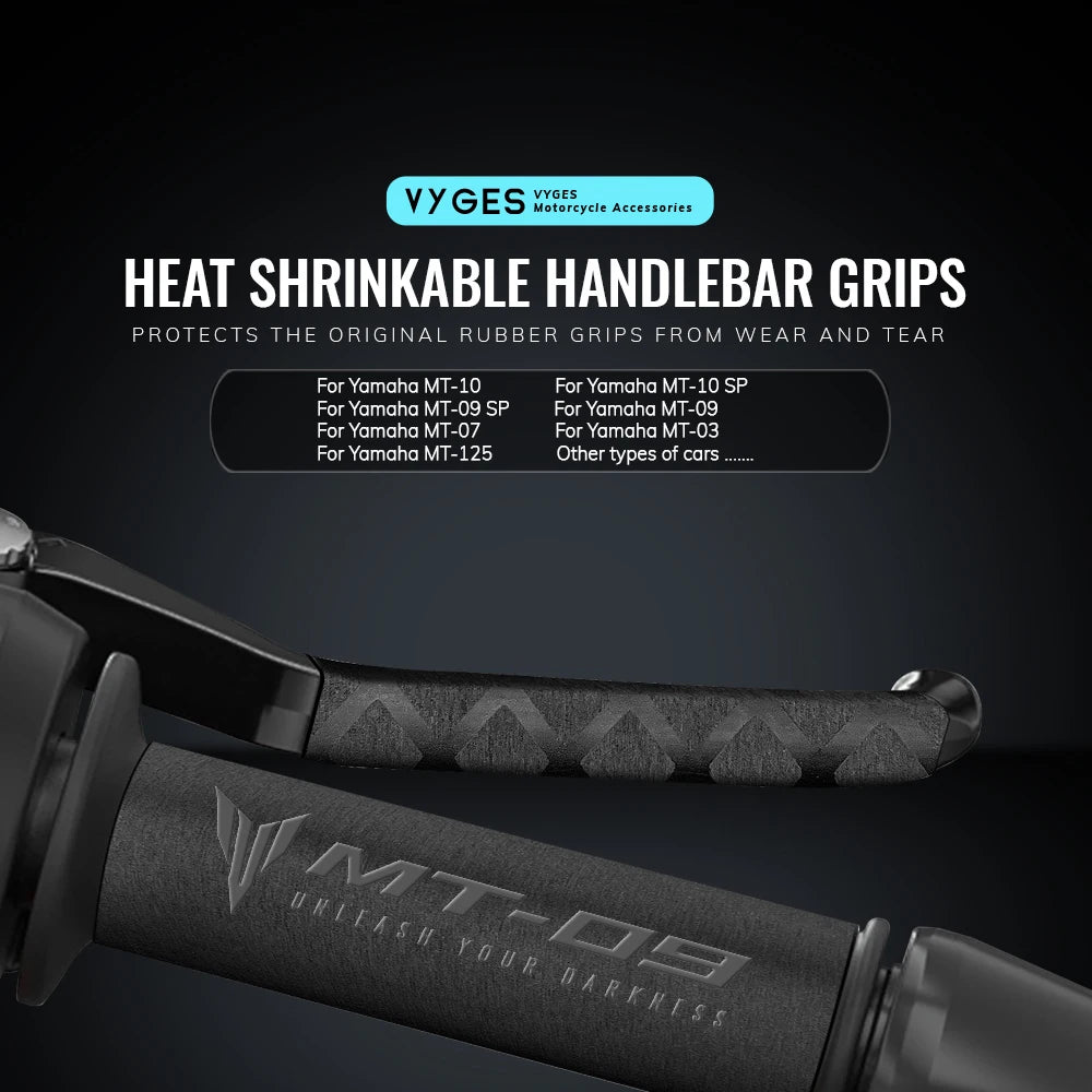 Yamaha MT-03 / MT-07 / MT-09 / MT-10 / MT-125 Heat Shrinkable Handlebar Grip Cover – Brake & Clutch Lever Sleeve – 6 Variants – $16