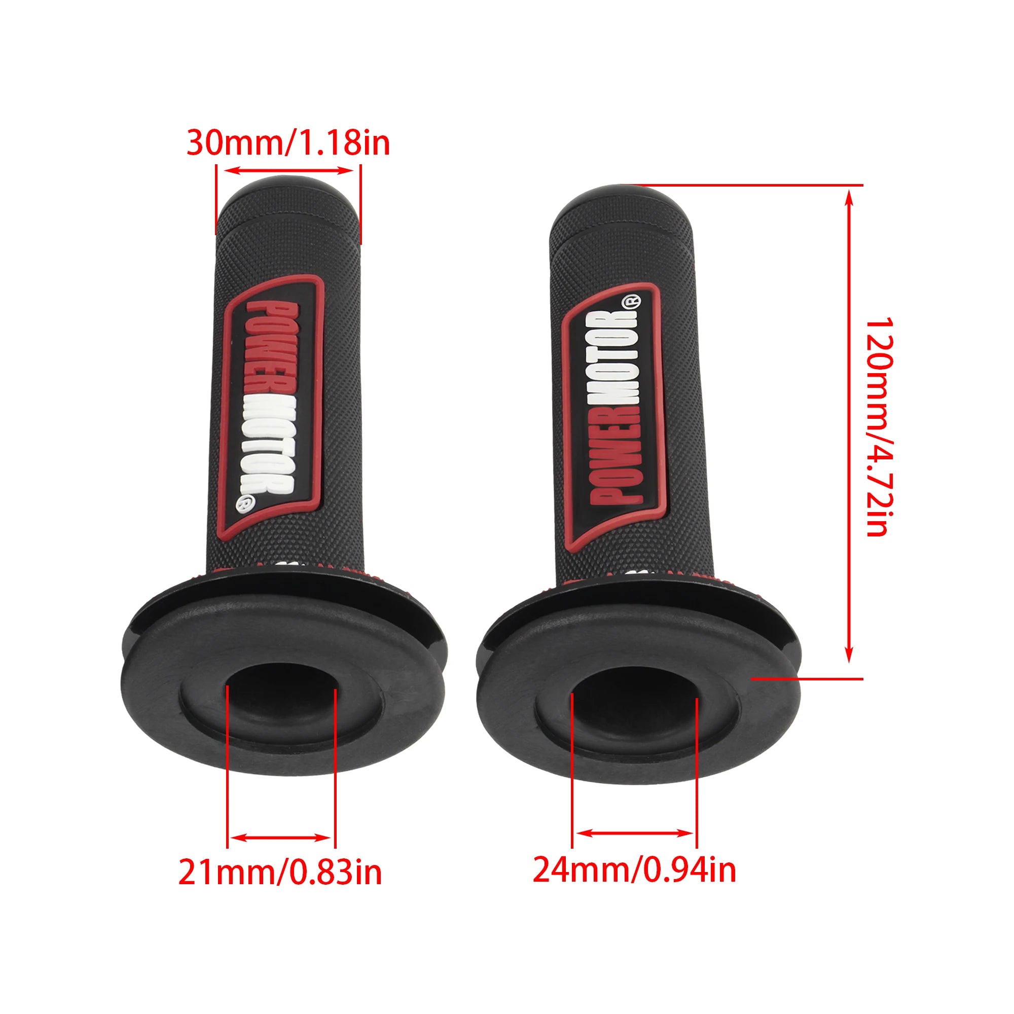 PowerMotor HB308 Universal Motorcycle Handlebar Grips 7/8" Left 22mm Right 25mm Non-Slip PVC Gel Rubber Ergonomic Fatigue-Reducing Grips for Motocross Dirt Bike Enduro Honda Yamaha Suzuki Kawasaki KTM Ducati – 8 Colors (1 Pair)