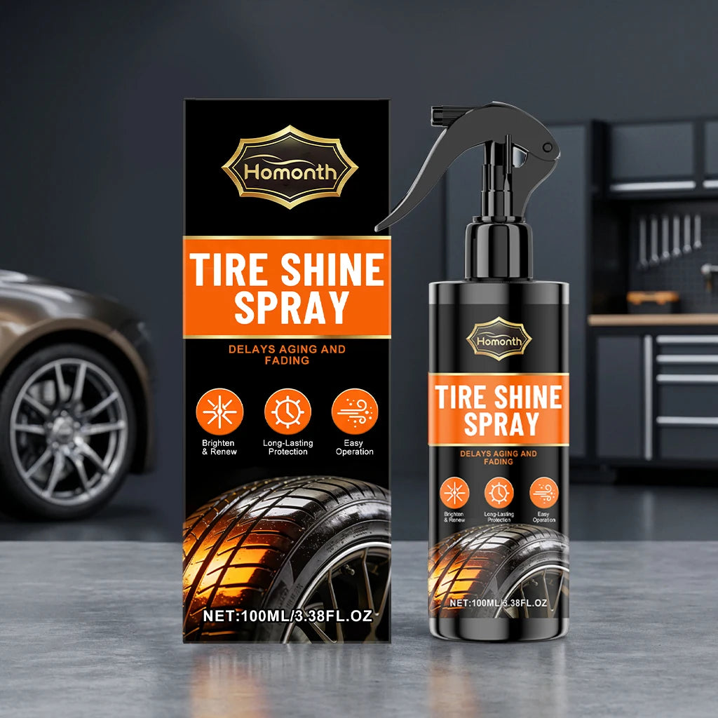 Tire Shine Spray – Black Gloss Tyre Coating Rubber & Plastic Restorer Anti-Aging Long-Lasting – 100ml – $21–99