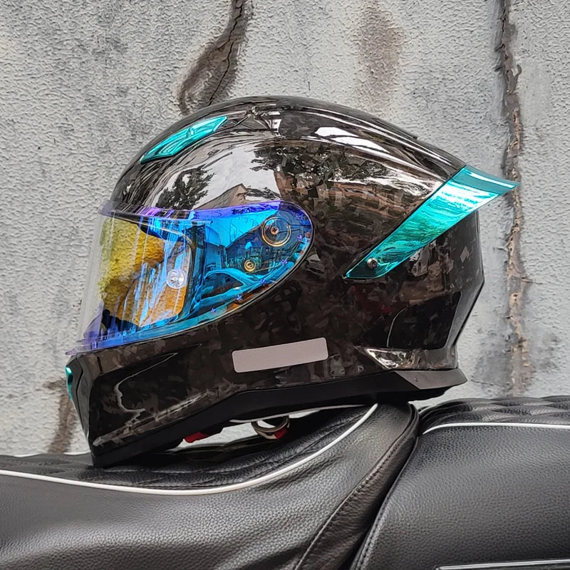 Carbon Fiber Helmets – ORZ Full Face Motorcycle Helmet, Color Visor, DOT Approved, All-Season