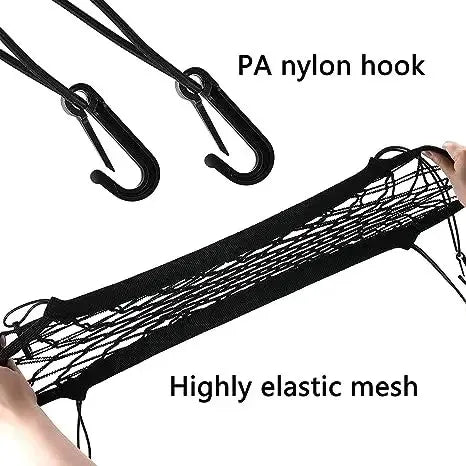 High Elastic Motorcycle Cargo Net 10"x11", Double Layer Bungee Net with Hooks for Helmet Storage & Luggage Securing