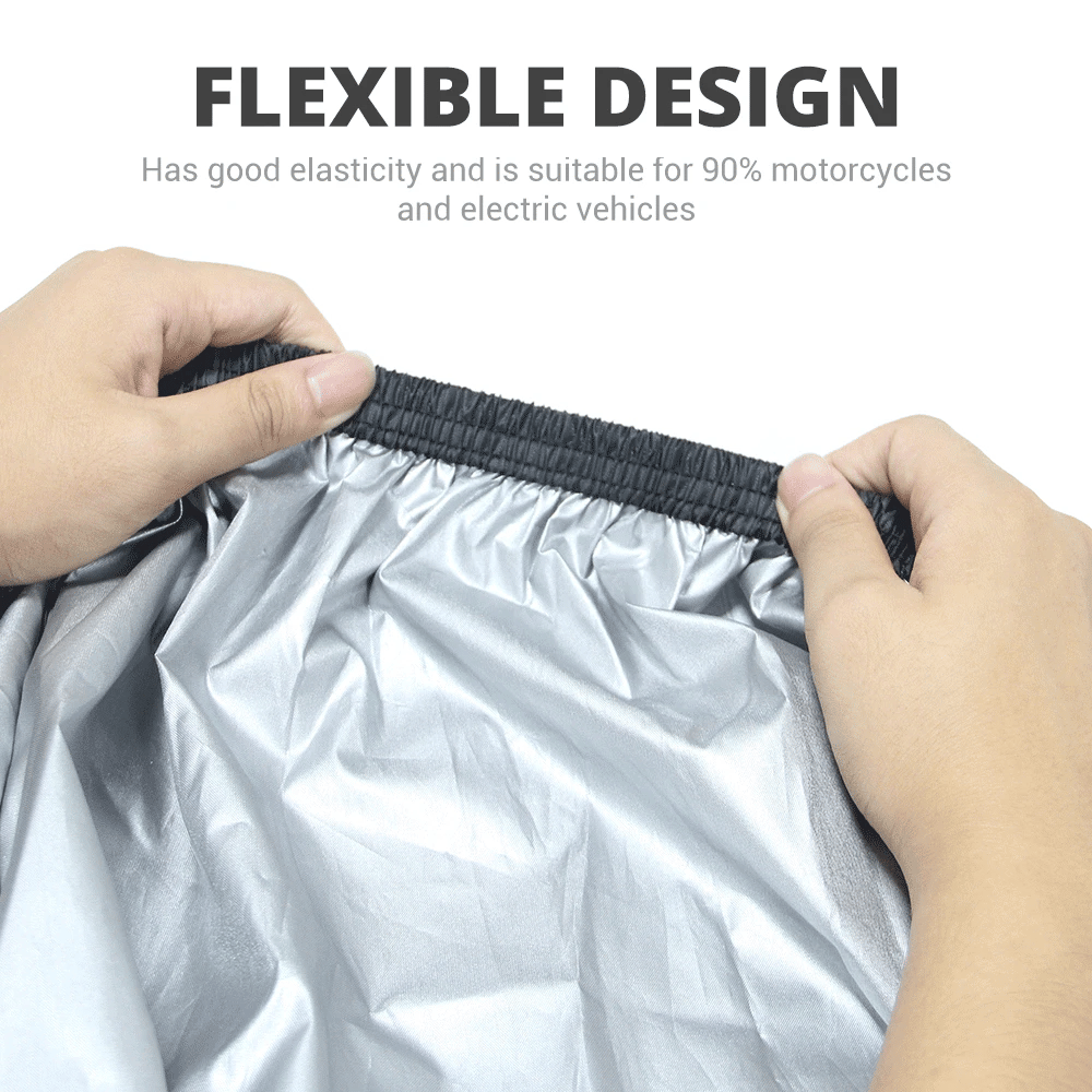 Waterproof Motorcycle Cover All Season Dustproof UV Protective Outdoor Indoor Scooter 190T Wear-Resistant Fabric Motorbike Cover – Polyester Taffeta PU Silver Coating Elasticized Hem M-4XL