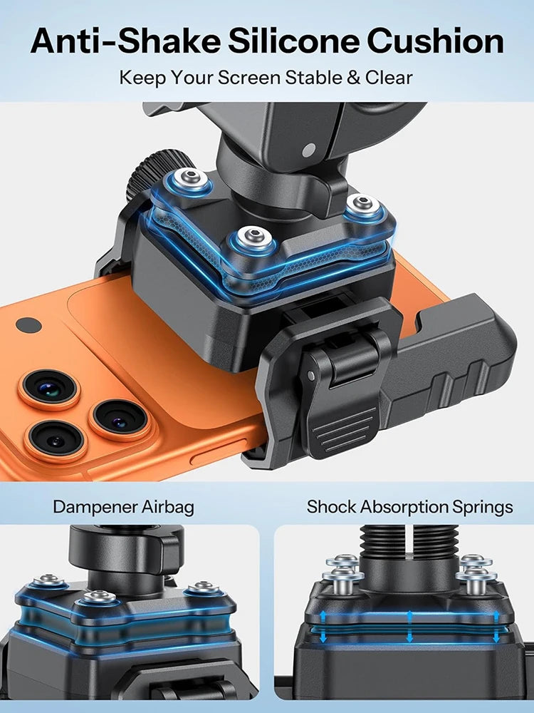 Anti-Vibration Motorcycle Phone Mount – Quick-Lock Shockproof Holder for E-Bikes, Bicycles & Strollers