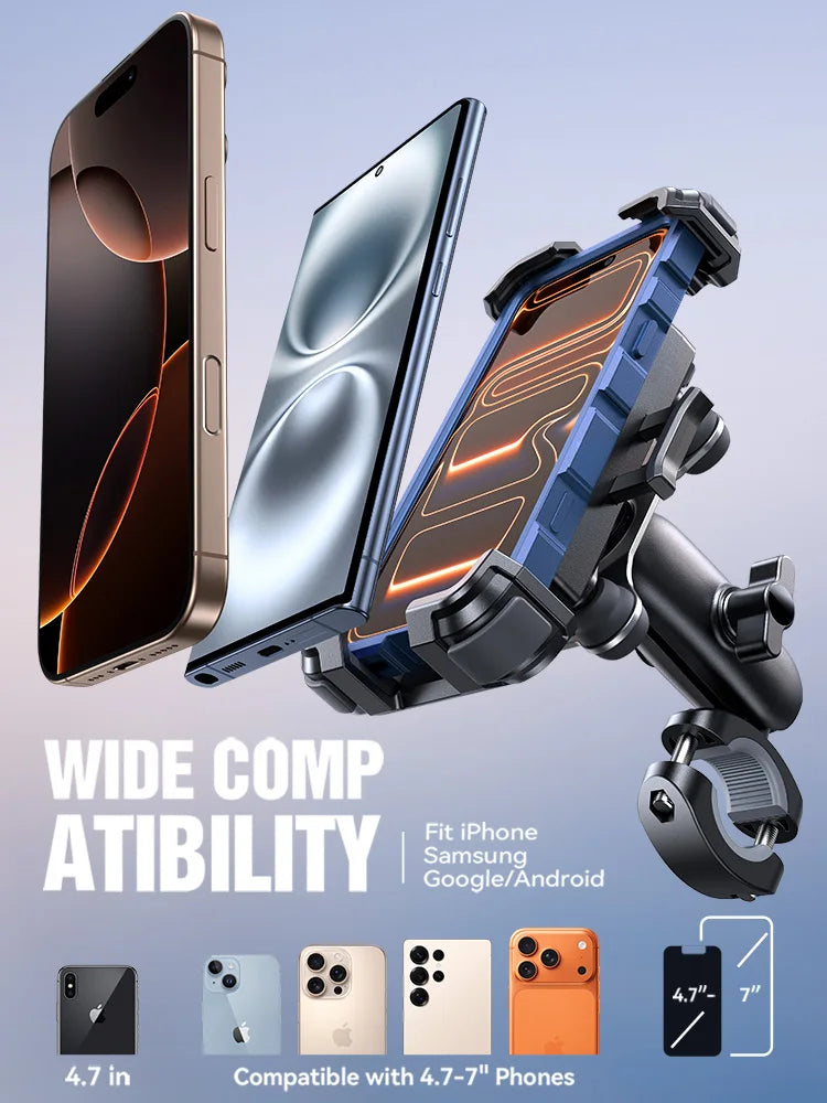 JOYROOM JR-ZS498S Anti-Vibration Motorcycle Phone Mount – Universal Holder with Vibration Dampener for Bikes, Scooters & ATV/UTV