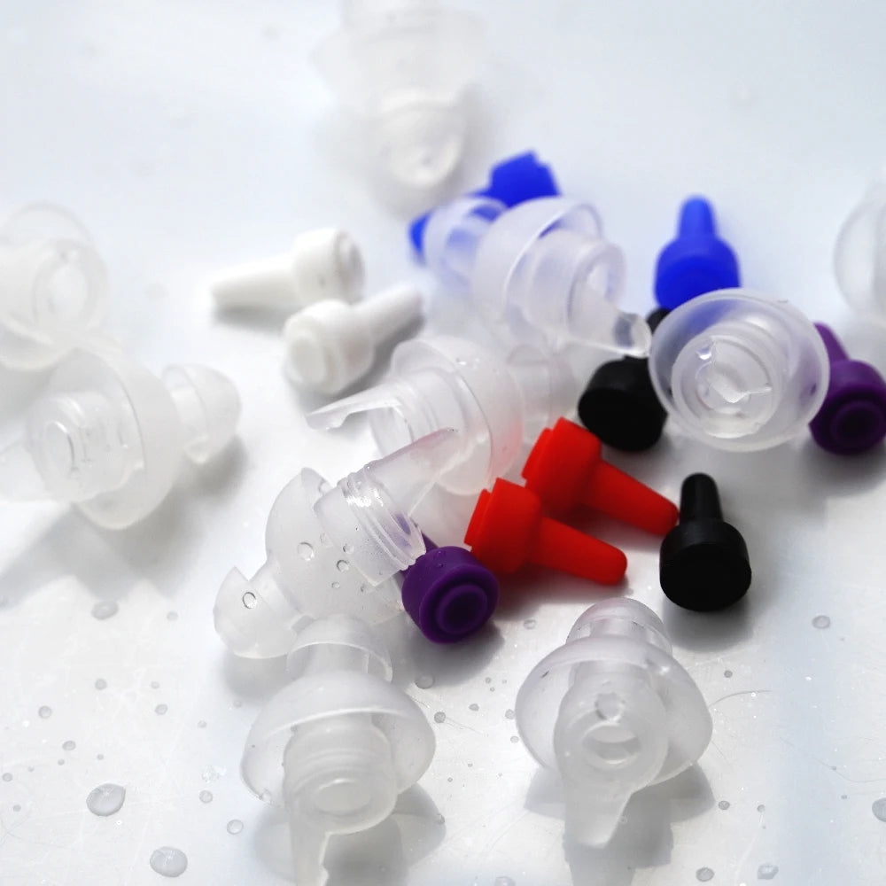 HUAK HUAK-04 / HUAK-05 Reusable High-Fidelity Concert Silicone Ear Plugs Noise Cancelling Musicians Motorcycles Sleeping Work Study Swim – CE Certified – Single or 10-Pair Bulk – Purple Red Blue Black White