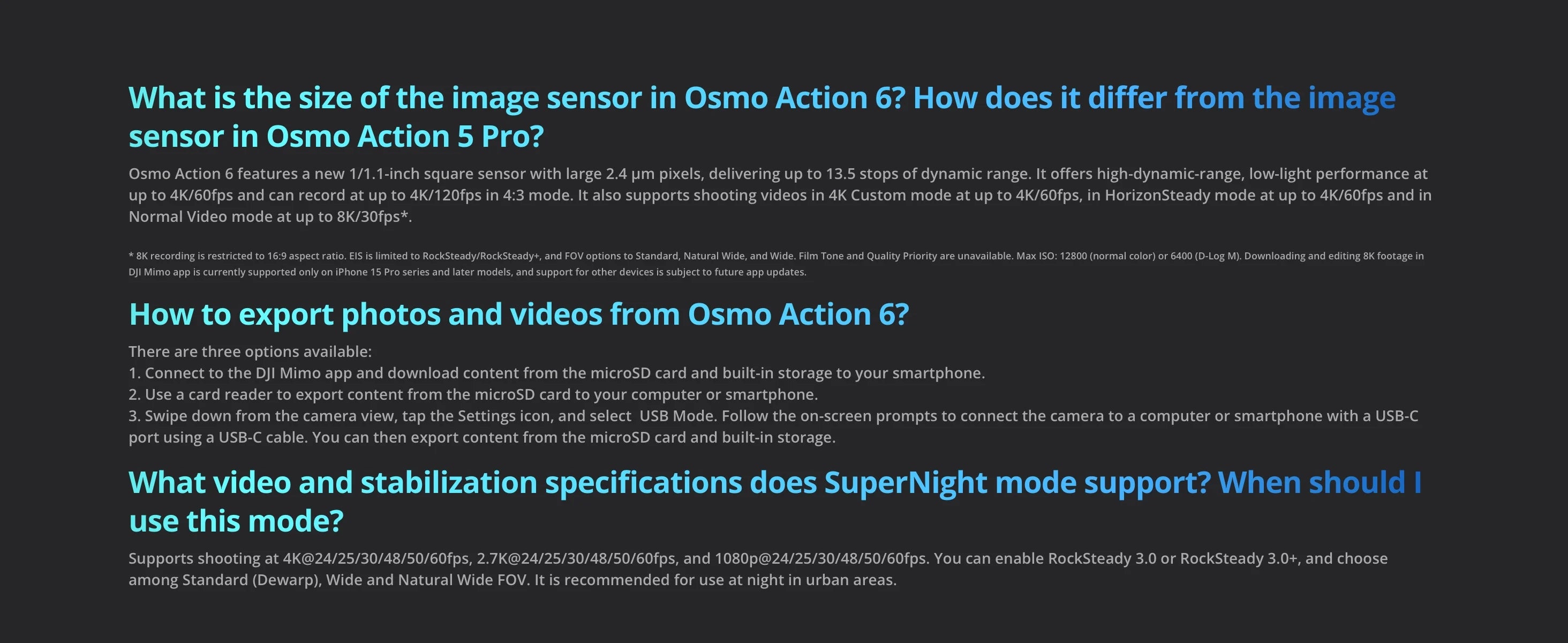 DJI Osmo Action 6 Adventure Combo 8K Waterproof Action Camera Variable Aperture f/2.0 HorizonSteady 360° 20m Underwater 50GB Built-in Storage Dual Mic Gesture Voice Control for Travel Motorcycle Vlog
