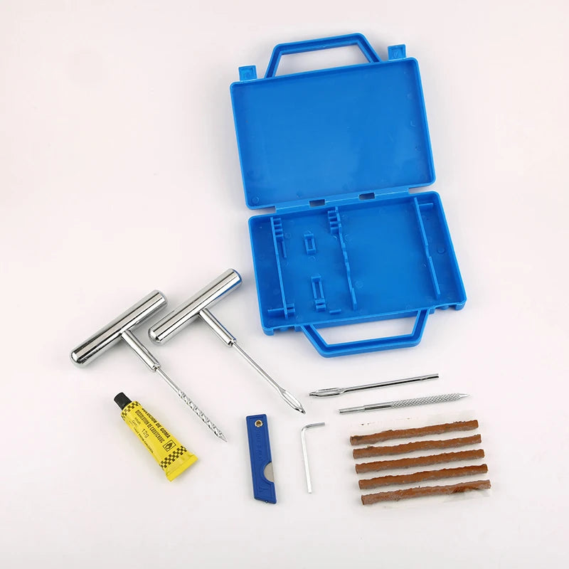 11pcs Tire Puncture Emergency Repair Kit with Storage Box – Metal – Car Motorcycle Bicycle ATV Truck – $22