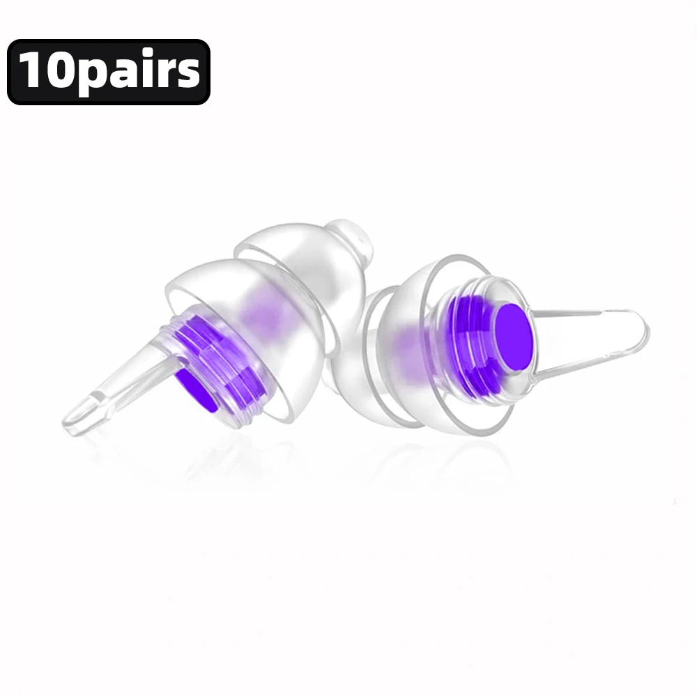 HUAK Quiet-04 Motorcycle Riding Earplugs Reusable High-Fidelity Silicone IPX8 Waterproof for Swimming & Travel – 5 or 10 Sets – Black Blue Red Purple White