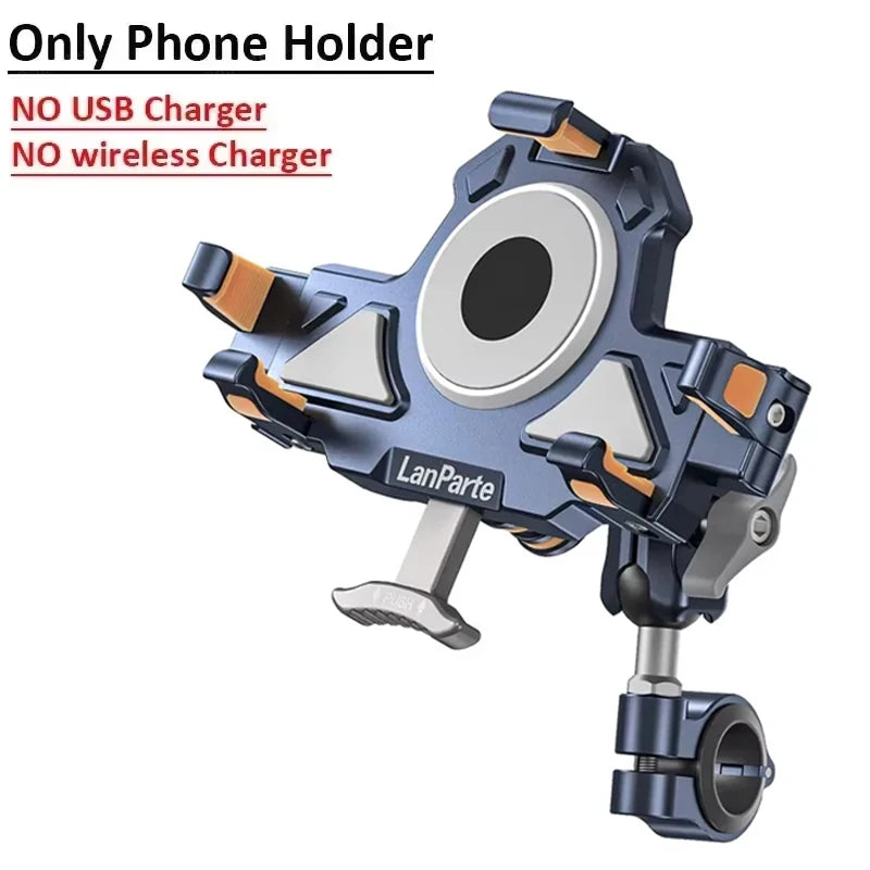15W Wireless Charger Metal Shockproof Motorcycle Phone Holder 4 Vibration Dampener Fast Charging Motorbike Bicycle Bike Stand