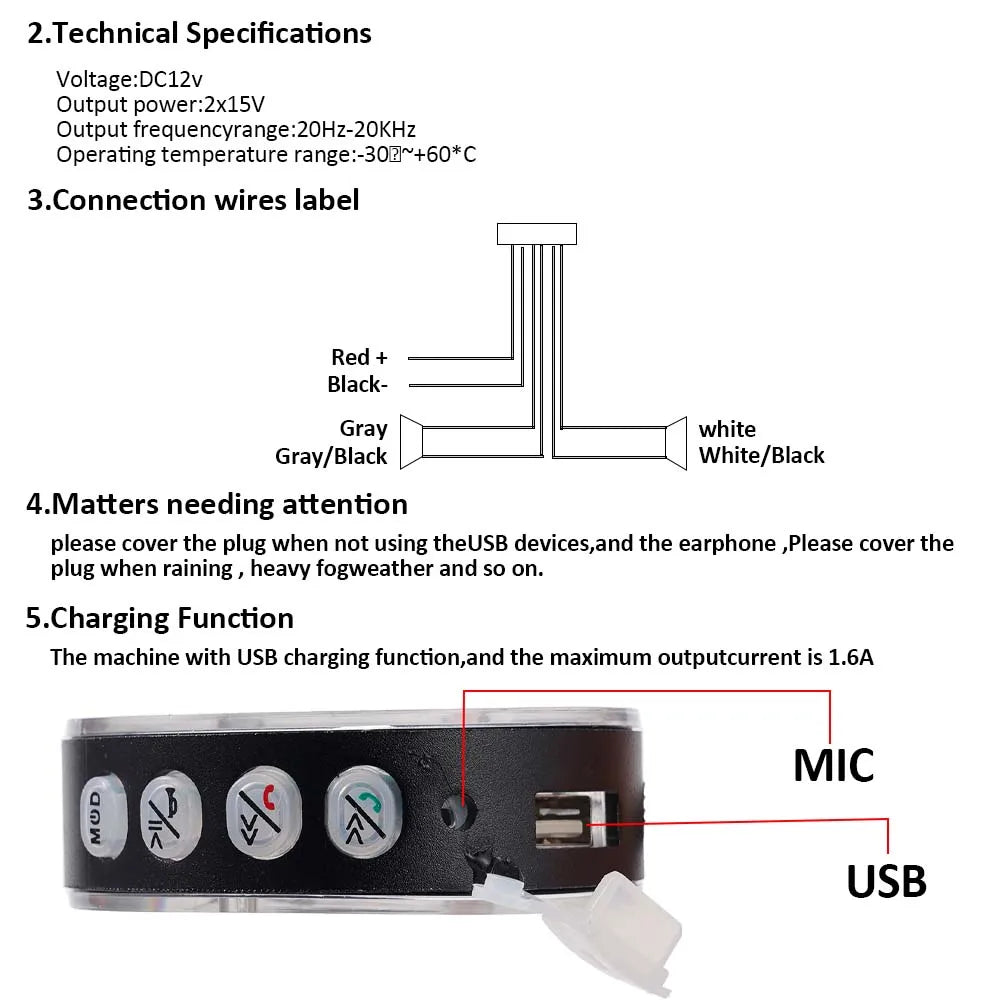 Motorcycle Speakers – 20W Bluetooth Waterproof Speaker Kit
