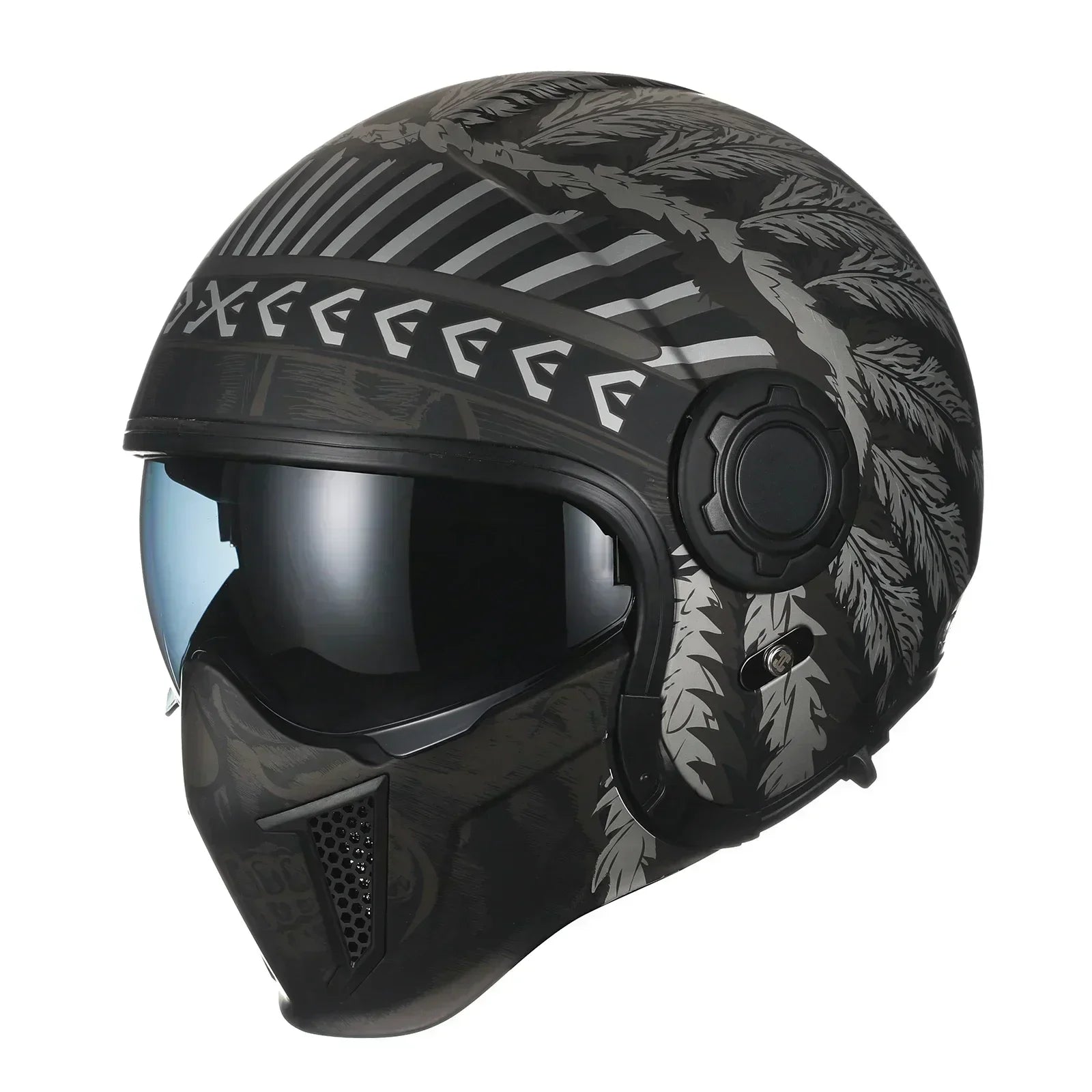 Modular Helmets – DOT Full Face Motorcycle Helmet, Dual Visor, Retro Open Face Design for Men & Women