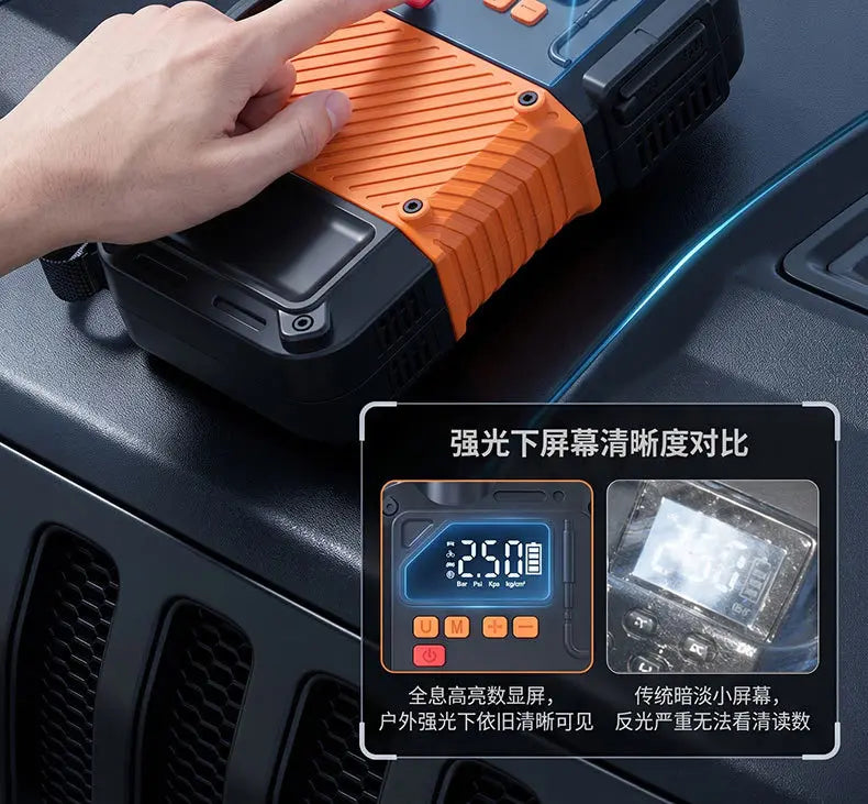 All-in-One Car Jump Starter & Tire Inflator – 500A Battery Booster with 4 Inflation Modes for Auto, Bike, Motorcycle & Sports Balls