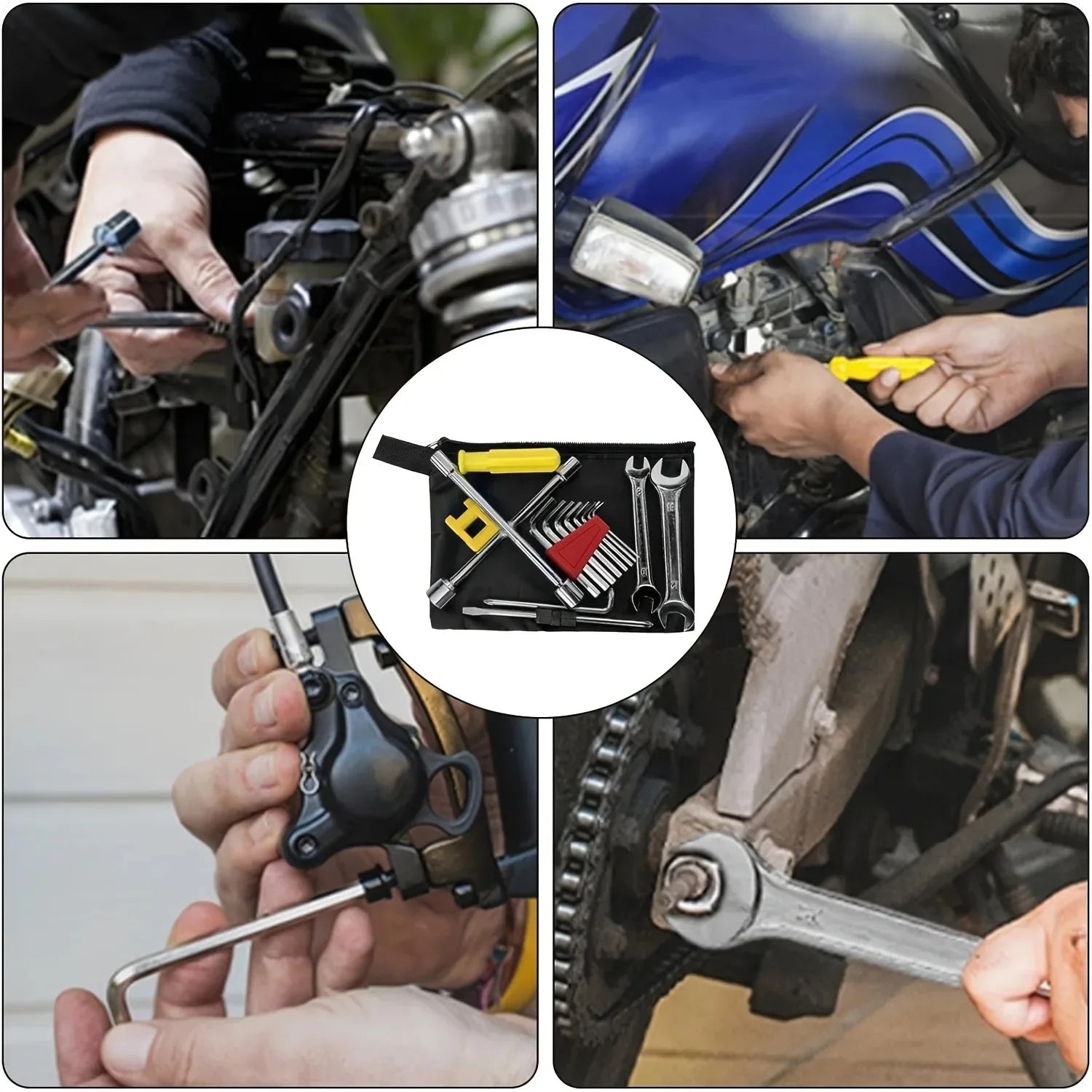 NIUXIANG 8-Piece Socket Wrench, Screwdriver & Hex Tool Kit – Bicycle & Motorcycle Repair – Portable Tool Bag – $14