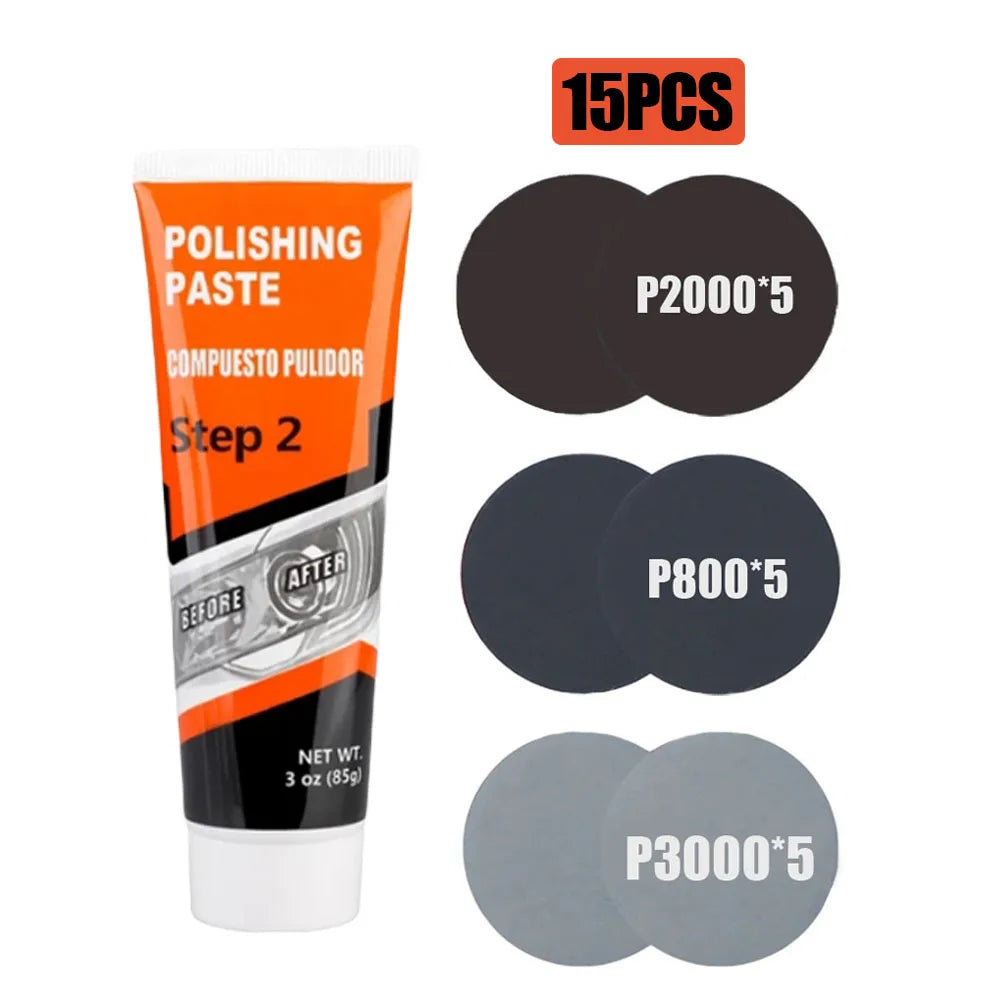 Professional Car & Motorcycle Headlight Restoration Kit – Wet Sand + Polish + UV Protect – Removes Yellowing Scratches – Car / Motorcycle / ATV – 24 Set Options – $40