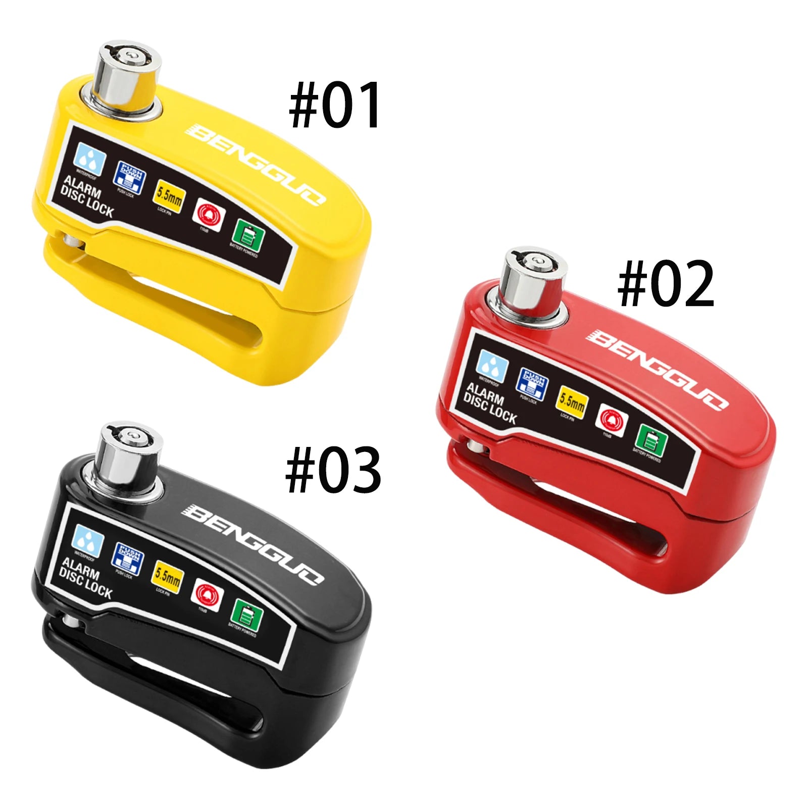 Motorcycle Bicycle Disc Lock Security Alarm Protection Padlock with Keys Aluminum Alloy Anti-Theft Scooter Wheel Disc Brake Lock – 110dB – 6mm+ Compatibility – 0.19kg – Green Blue Black Red Yellow