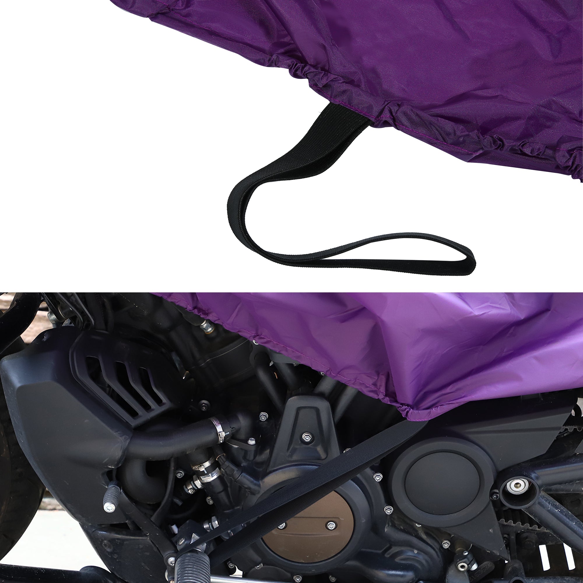 X Autohaux M L XL Motorcycle Cover Lightweight Half Cover Outdoor Waterproof Rain Dust Protector for Most Full Dress Touring – 210T Polyester Fabric Orange Silver Tone Purple Fitting Straps Storage Bag