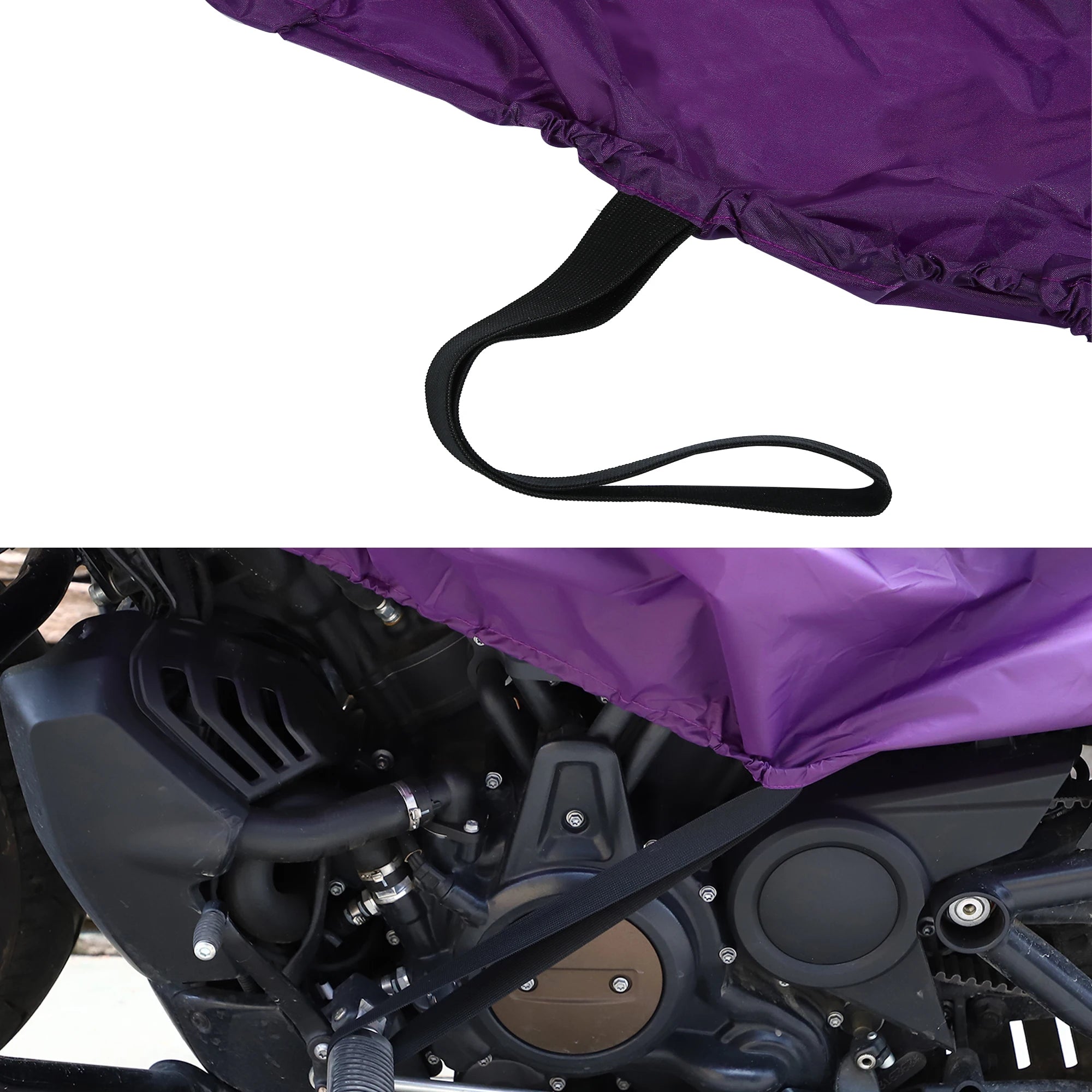 X Autohaux M L XL Motorcycle Cover Lightweight Half Cover Outdoor Waterproof Rain Dust Protector for Most Full Dress Touring – 210T Polyester Fabric Orange Silver Tone Purple Fitting Straps Storage Bag