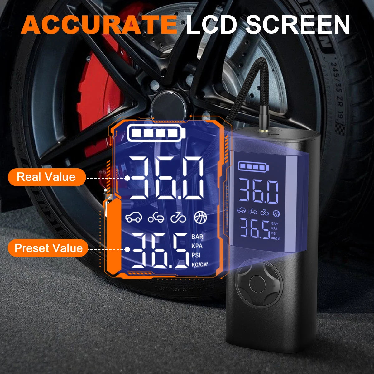 Portable Air Compressor – Mini Wireless Tire Inflator with Digital Display