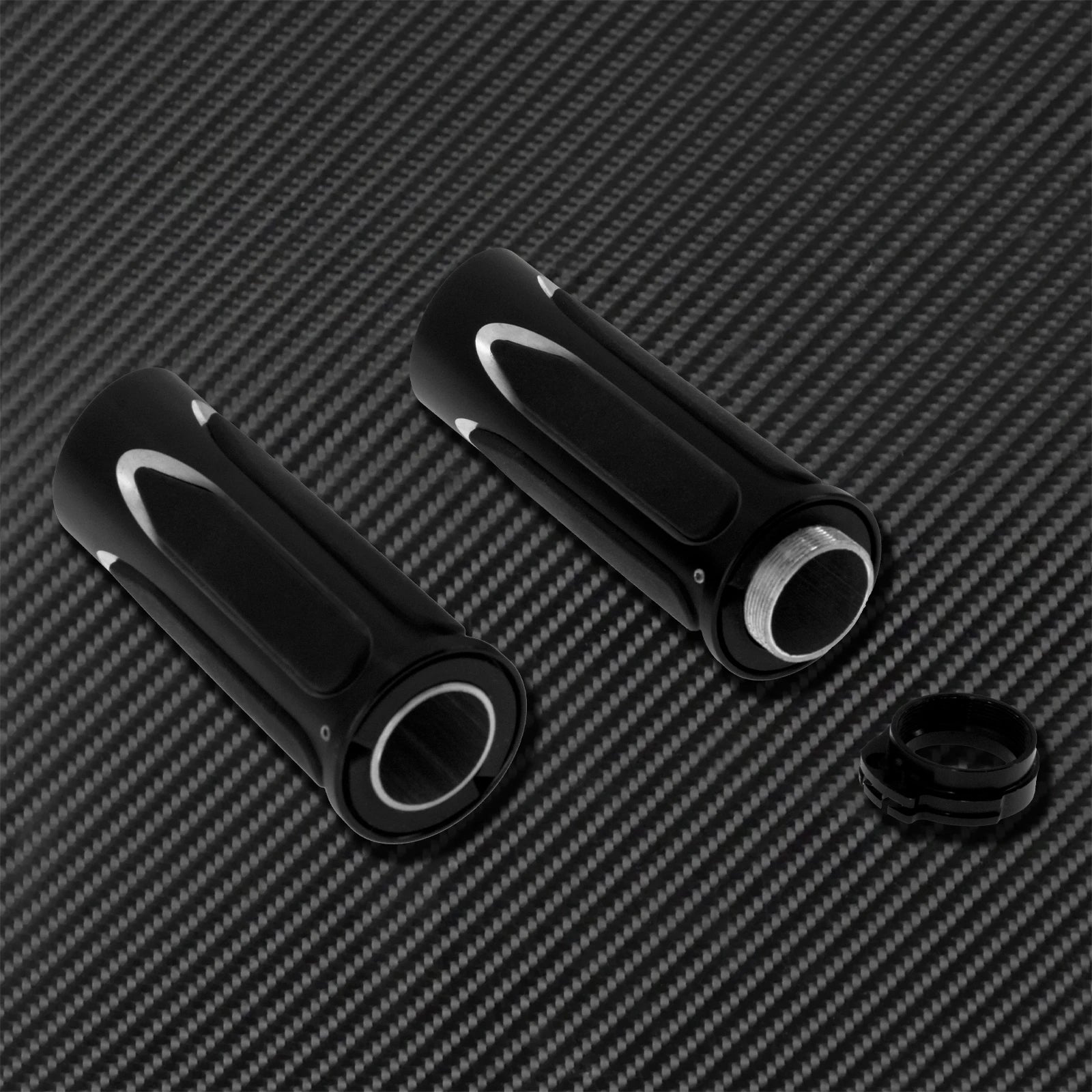 MACTIONS Harley-Davidson CNC Billet Aluminum Motorcycle Handlebar Grips 1" 25mm Rubber Vibration-Absorbing Hand Grips for Harley Touring Road King Sportster XL 883 1200 Dyna Softail V-Rod – 3 Styles (1 Pair)
