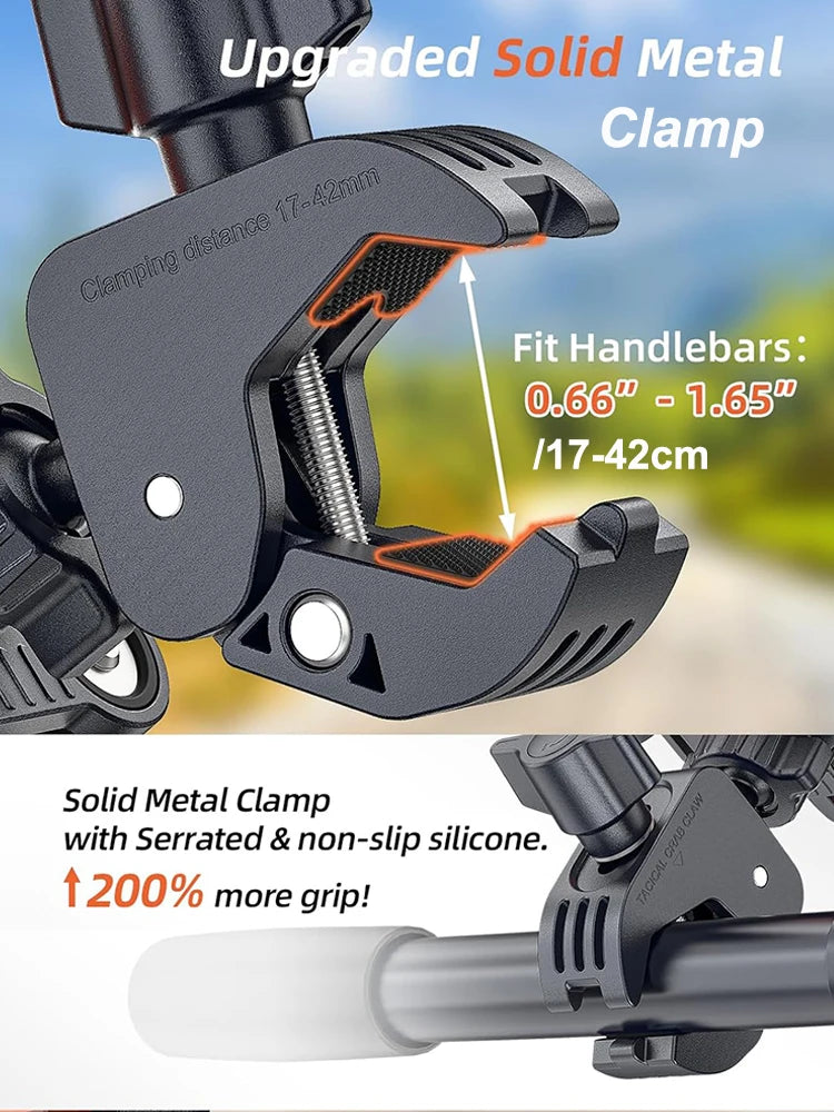 Anti-Vibration Motorcycle Phone Mount – Quick-Lock Shockproof Holder for E-Bikes, Bicycles & Strollers