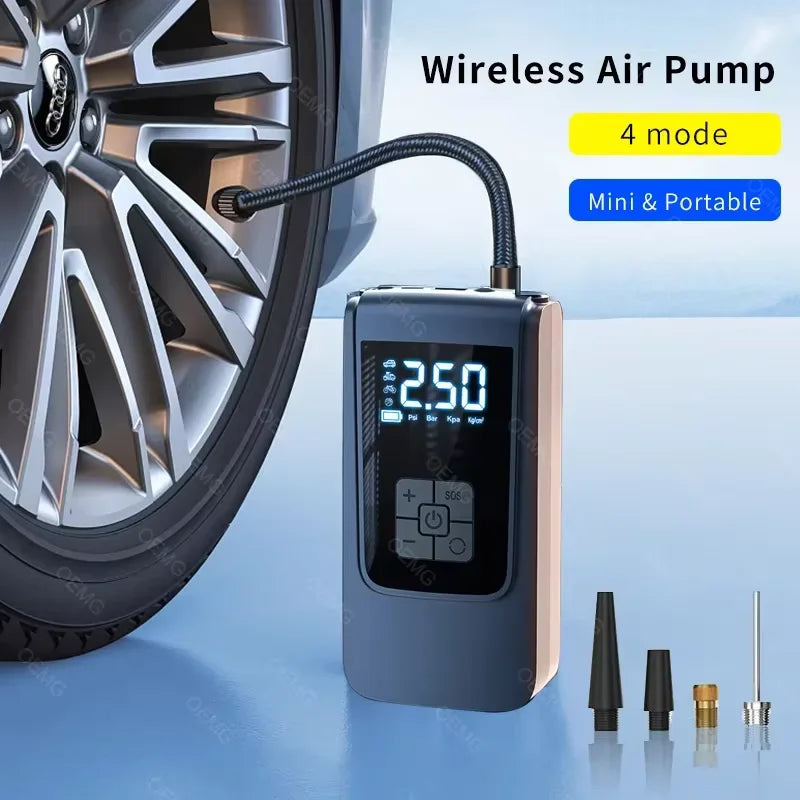 Portable Air Compressor – Wireless Tire Inflator with LCD Display