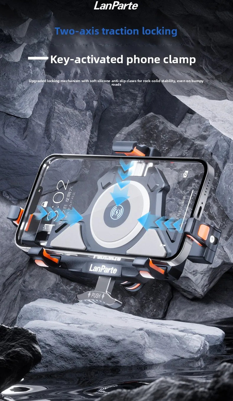 Metal Shockproof Motorcycle Phone Holder 4 Vibration Dampener 15W Wireless Charger Fast Charging Motorbike Bicycle Bike Stand
